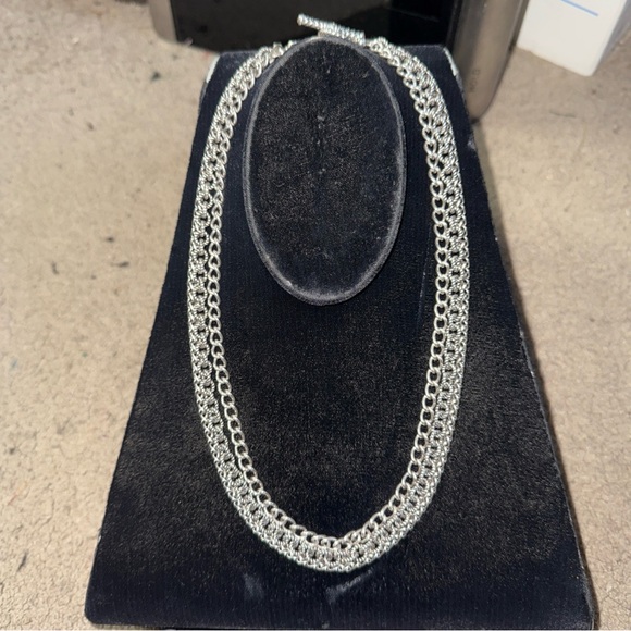 DAVID YURMAN Sterling Silver3 Row Multi Chain Necklace 18”